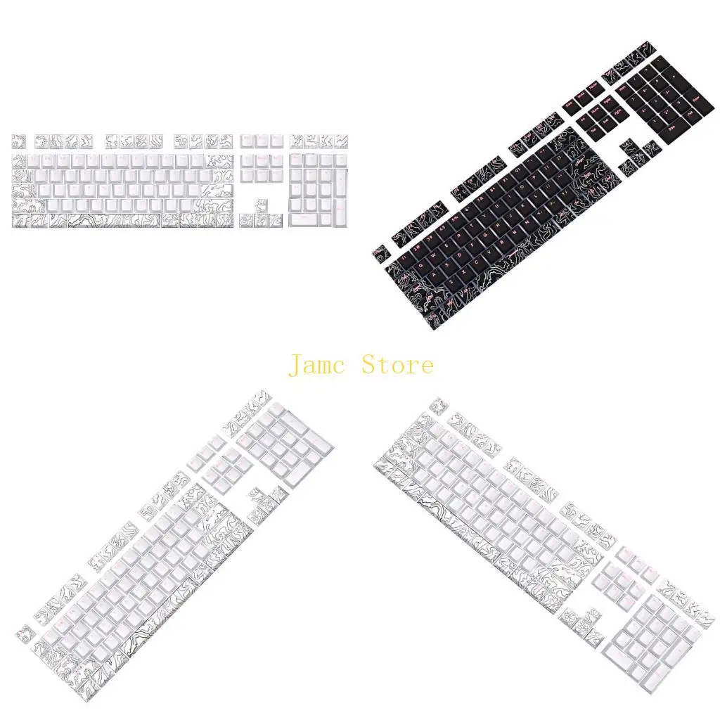 

LX0B 108Keys Original Height Keycaps Line White PBT Front Print Backlit Keycap