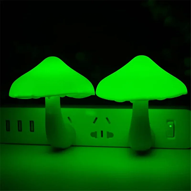 LED Night Light Mushroom Wall Lamp EU Plug Light Control Induction Energy Saving Environmental Protection Bedroom Lamp