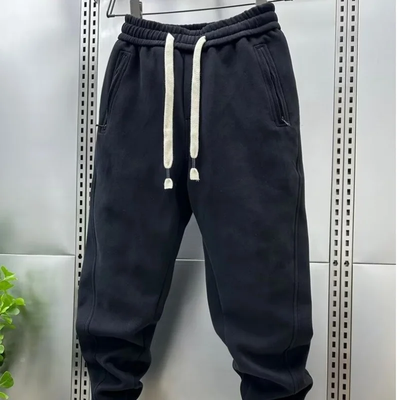 Autumn Men\'s Sports Sweatpants With Pocket Zippers Shorts Versatile Solid Color Casual Pants Men\'s Loose Drawstring Harem Pants