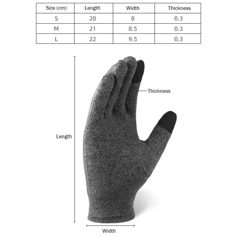 1 Pair Arthritis Gloves Touch Screen Glove Winter Warm Anti Arthritis Therapy Compression Gloves and Ache Pain Joint Relief