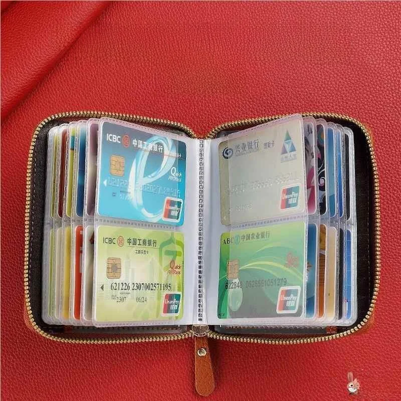 

Anti-Magnetic Card Holder Wallet Large Capaci Busin Card Case Multi-Slot Men's Zipper Document Case Small Portable Brief...