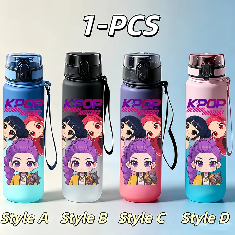 Cool Stylish Purple Cartoon Dancing Girl Group Pattern Water Bottle Leak‑Proof & Portable Holiday Gift for Anime‑LovingTeenGirls