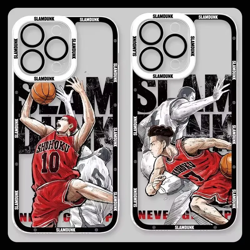 Anime Slam Dunk Clear Phone Case For iPhone 16 Pro Max 15 14 Plus 13 12 11 Pro XR XS X 8 7 SE 2020 Printing Soft Silicone Cover