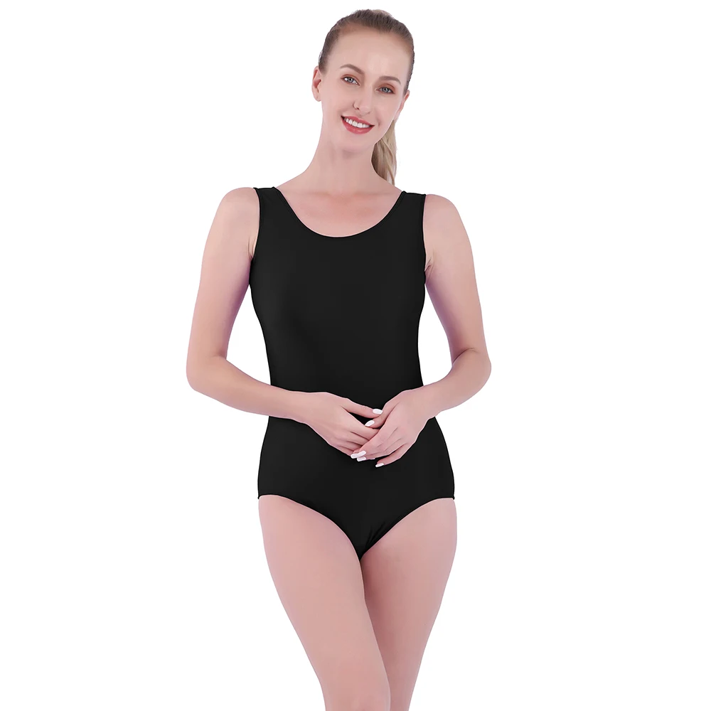 Speerise feminino preto tanque ballet dança mais tamanho collants colher pescoço ginástica bodysuits macacão magro treino trajes de estágio