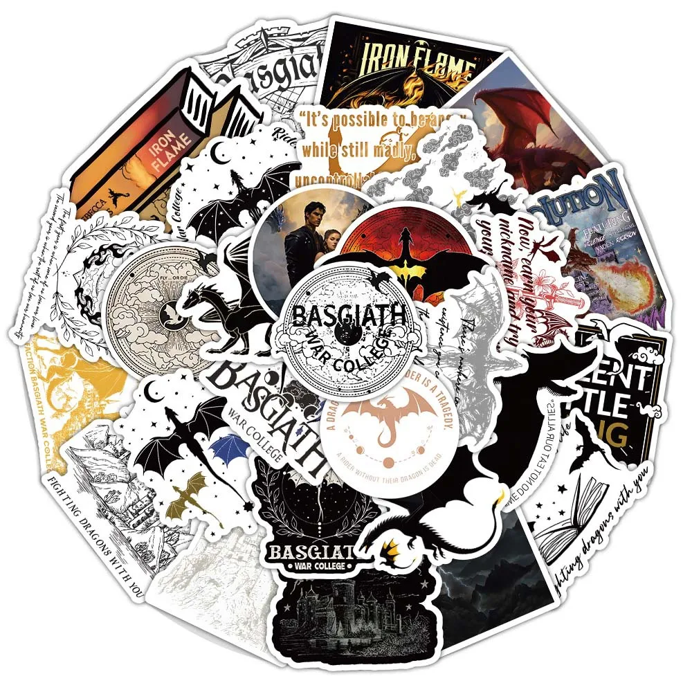 

50PCS Novel Fourth Wing Graffiti Sticker Cartoon Cool Decoration DIY Skateboard Motorcycle Scrapbook Guitar Waterproof Decal