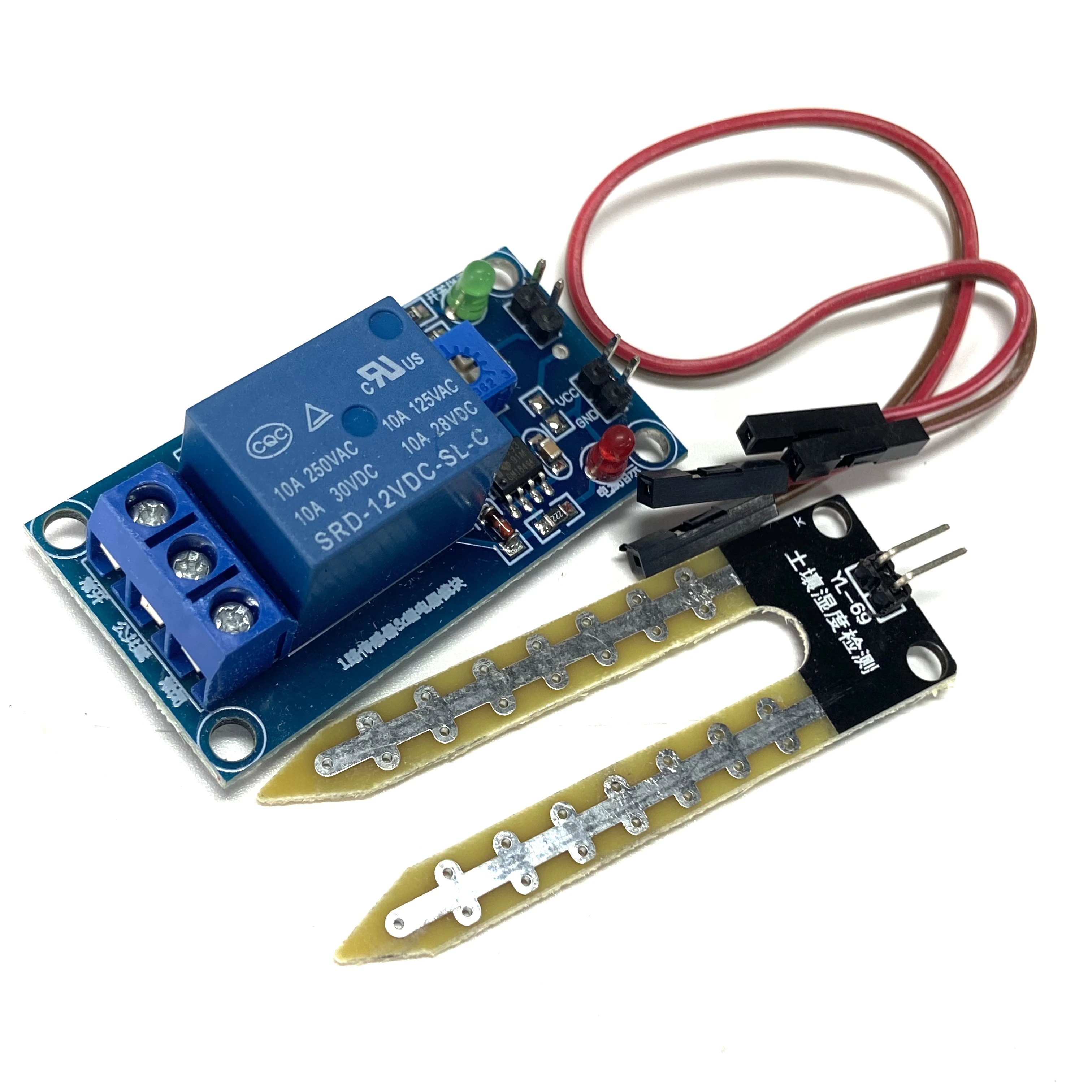 12V Soil Moisture Sensor Relay Control Module Below Moisture Level Activates Switch for Automatic Watering