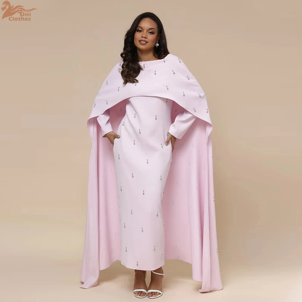 

2025 Eid Women Pearl Diamond Embellished Luxury Cape Abaya Elegant Shawl Modest Abaya Women Muslim Dress Islamic Clothing