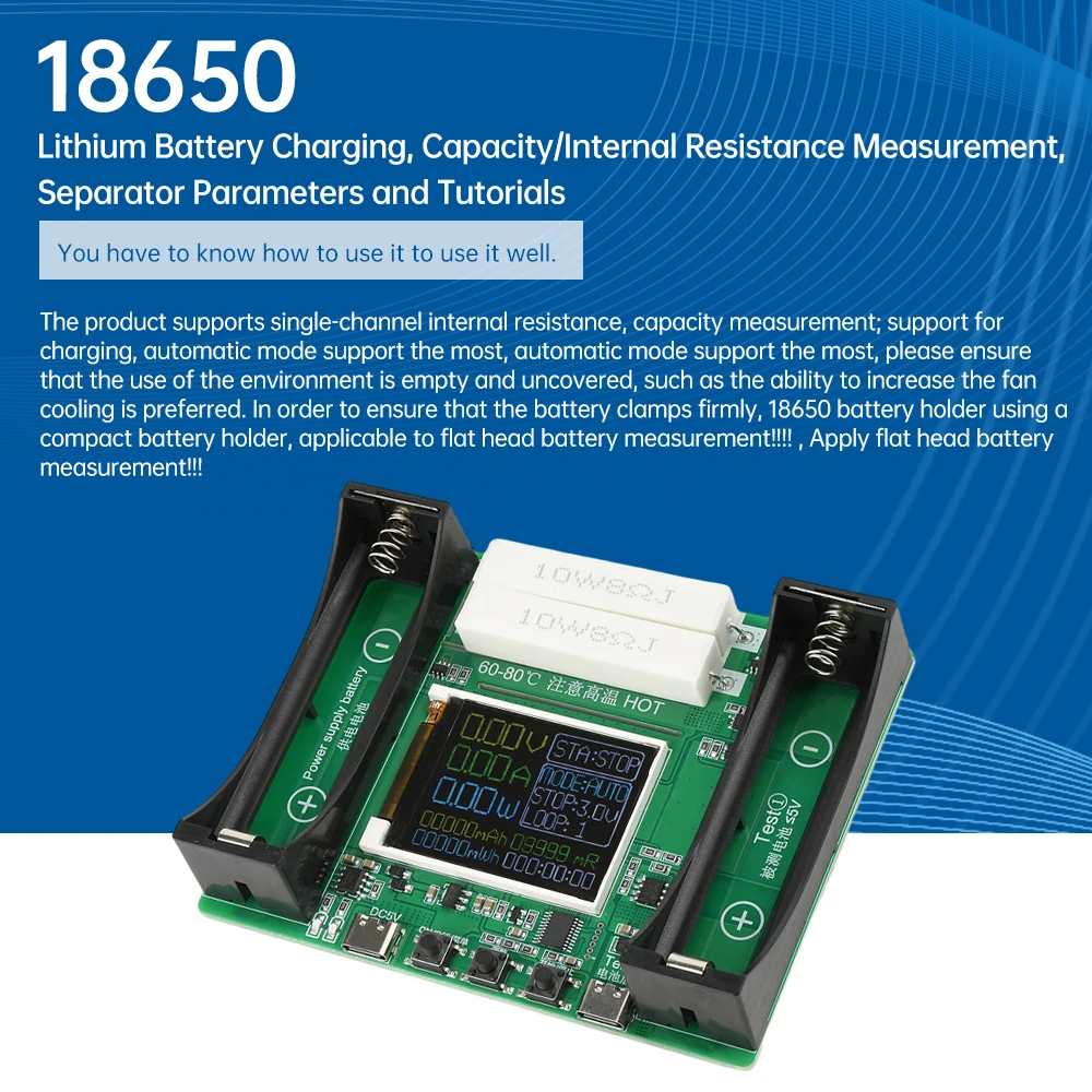 18650 Lithium Battery Capacity Tester MAh MWh Capacity Division Internal Resistance Measuring Module Type-C Tester image 4