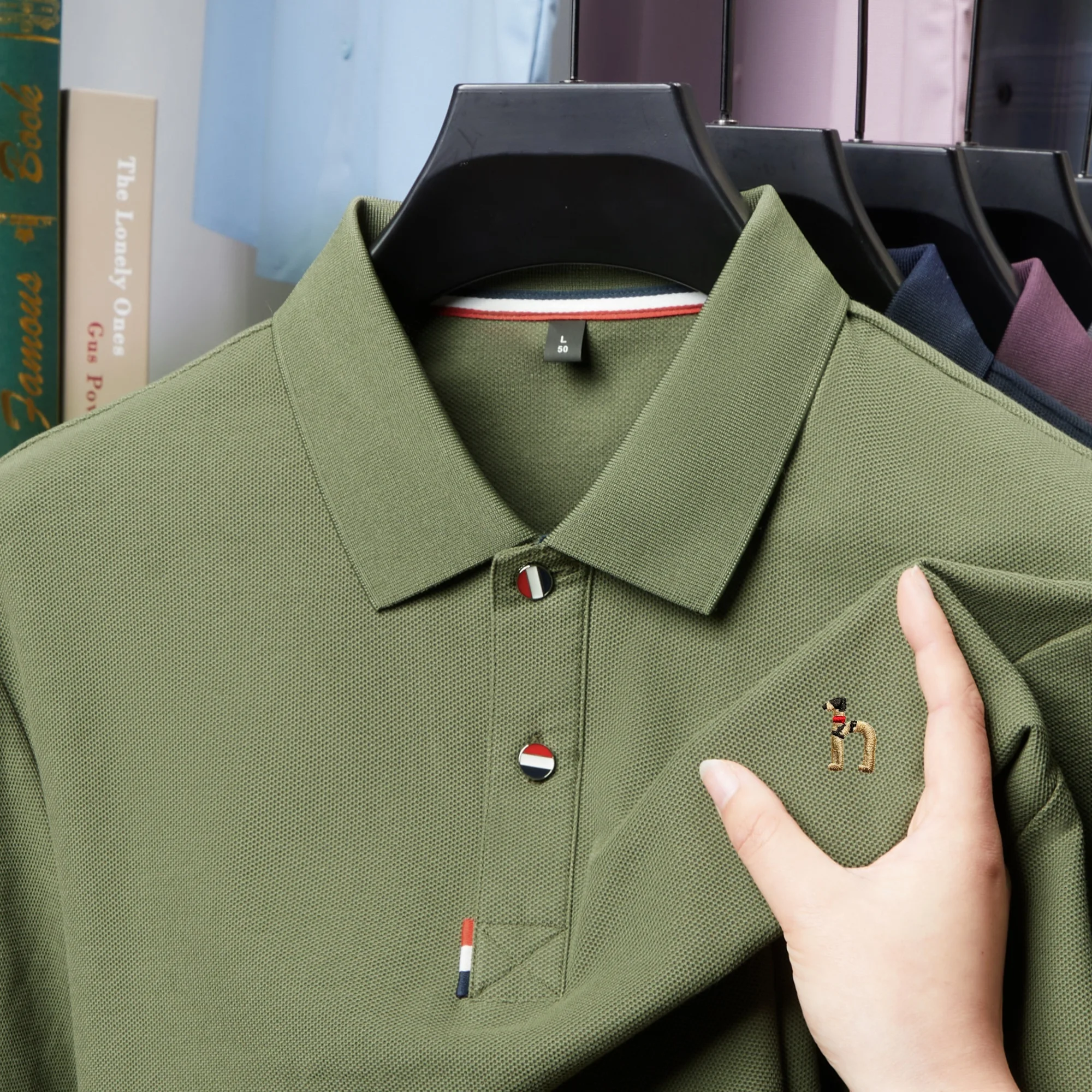 جديد 100% القطن الخالص الصيف الرجال قميص بولو عالي الجودة مع تصميم التطريز الرائع جولف قصيرة الأكمام تنفس تي شيرت #4