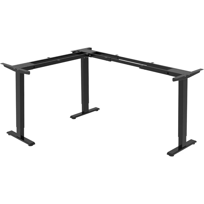 Base de marco de escritorio de pie ajustable de 3 patas, escritorio de esquina eléctrico con soporte para sentarse para el hogar y la oficina (negro)