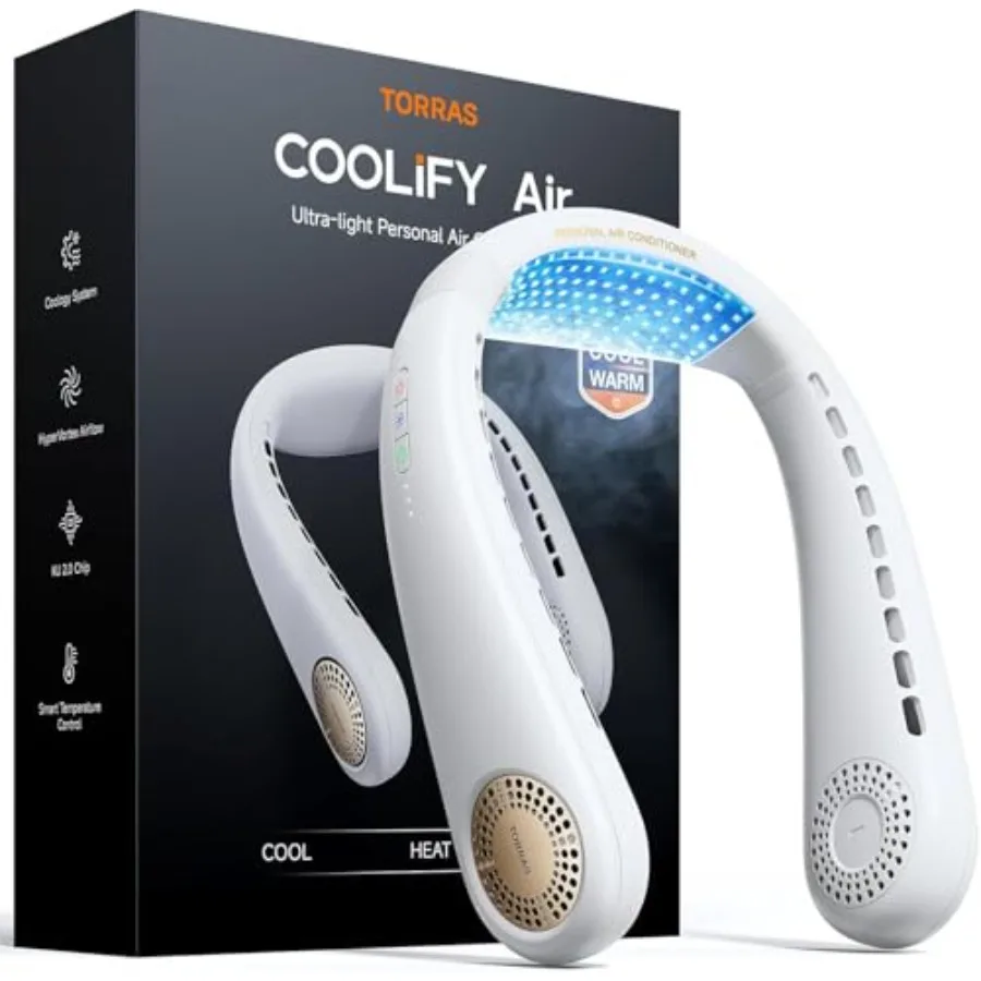 

COOLiFY Air 2026: Обновленный шейный вентилятор-кондиционер с двойным потоком воздуха, профессиональное охлаждение, ультралегкий портативный вентилятор, перезаряжаемый, для личного использования