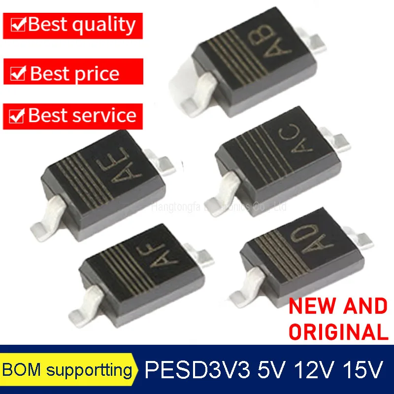 50PCS/Lot Original PESD3V3L1BA PESD5V0L1BA PESD12VL1BA PESD15VL1BA PESD25VL1BA Marking AB AC AD  AF  SOD323  SMD ESD Triode NEW