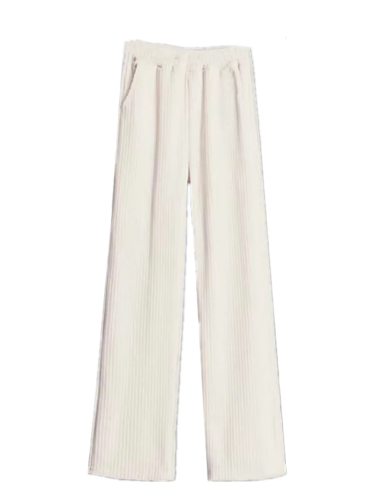 Hohe Taille Cordhose mit weitem Bein Damen Herbst Winter Faion Abnehmen Bla Straight Leg Fce Gefüttert Warm Drapey Casual...