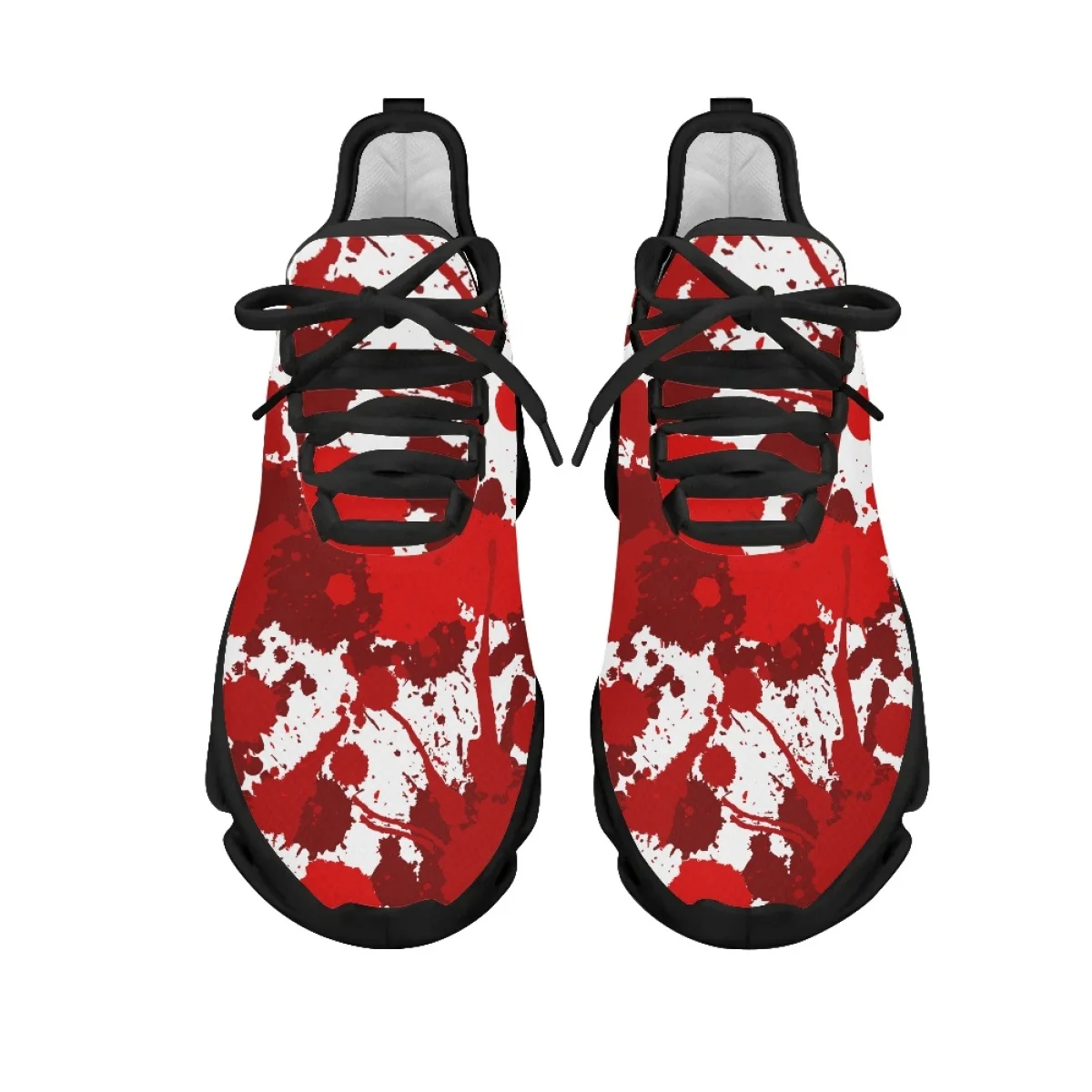 INSTANTARTS Red Blood Printed Casual Sneakers Outdoor Breathable Lace-up Cushion Mesh Shoes Lightweight Footwear Halloween Gifts
