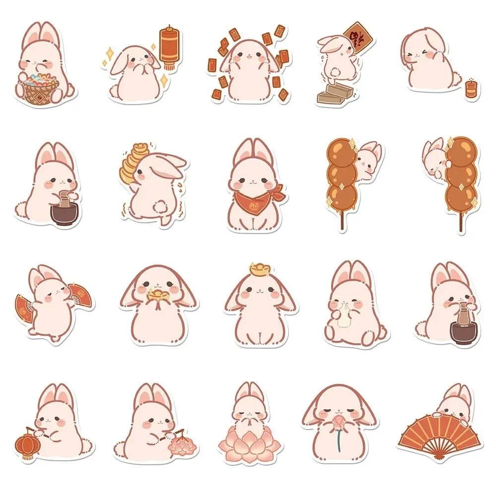 40PCS Cartoon Rabbit Cheese New Year’s Style Sticker Graffiti iPad Suitcase Guitar DIY Notebook Cup Decoration