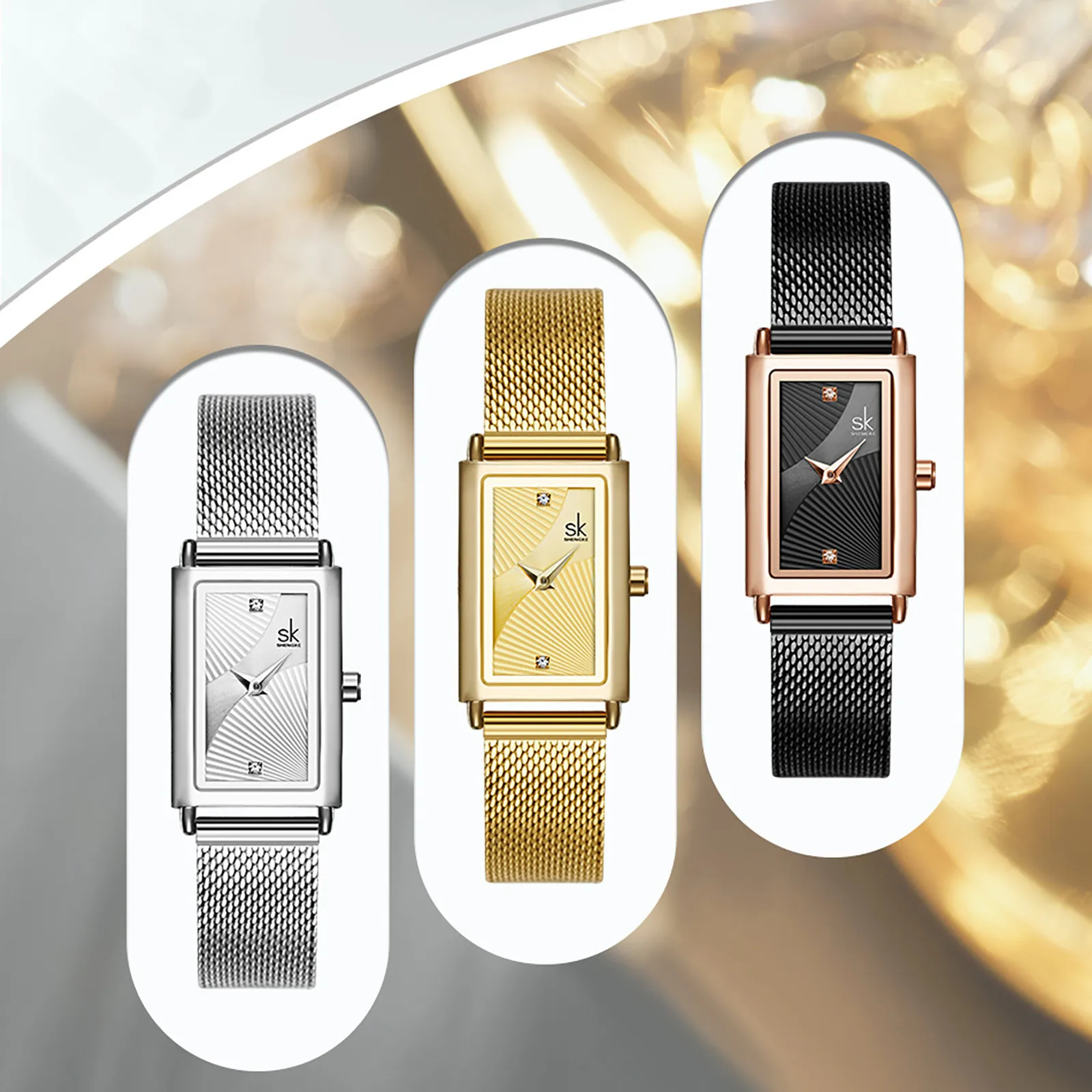 Reloj de cuarzo rectangular ultrafino para mujer, diseño de moda, relojes de mujer, correa de pulsera de malla de acero inoxidable