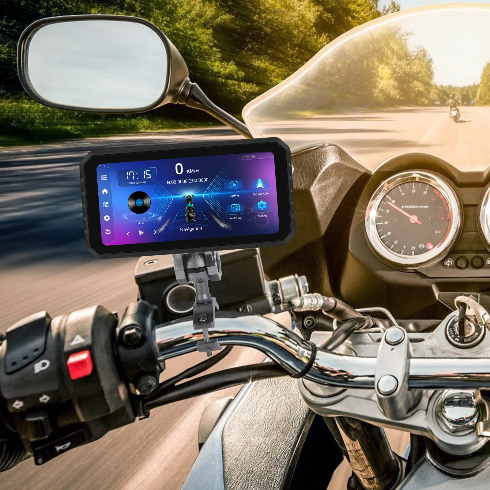 방수 안드로이드 13.0, 6.2 인치 터치 스크린 오토바이 스마트 플레이어, 지지대 카플레이, 안드로이드 자동 와이파이