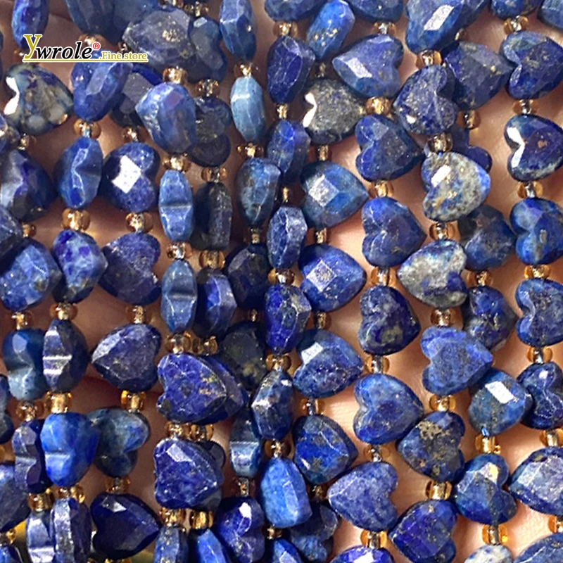 8x8MM seitlich gebohrte Herzförmige Lapislazuli facettierte Naturstein-Abstandsperlen für DIY-Schmuckherstellung, Armband-Anhänger und Zubehör
