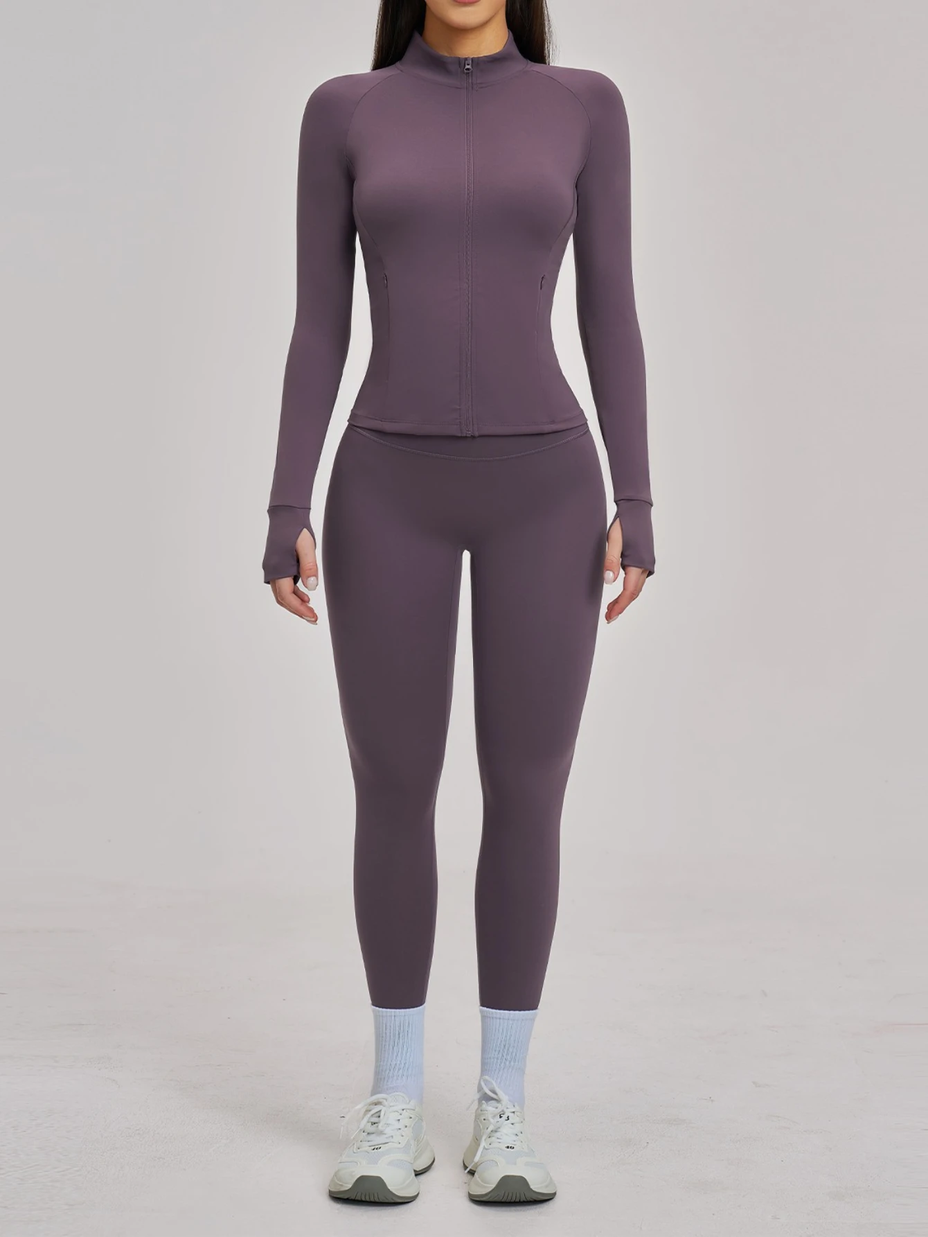 

Женский комплект для йоги, повседневный, на молнии, спортивный, быстросохнущий, для бега, с длинными рукавами, обтягивающие брюки, фитнес-костюм, новинка 2026 года