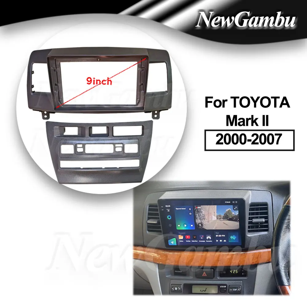 9 pulgadas para TOYOTA Mark II 2000-2007 RHD marco de Fascia de conducción derecha sin Cable Kits de ajuste de tablero Panel Facia pantalla de reproductor de Radio 2 Din