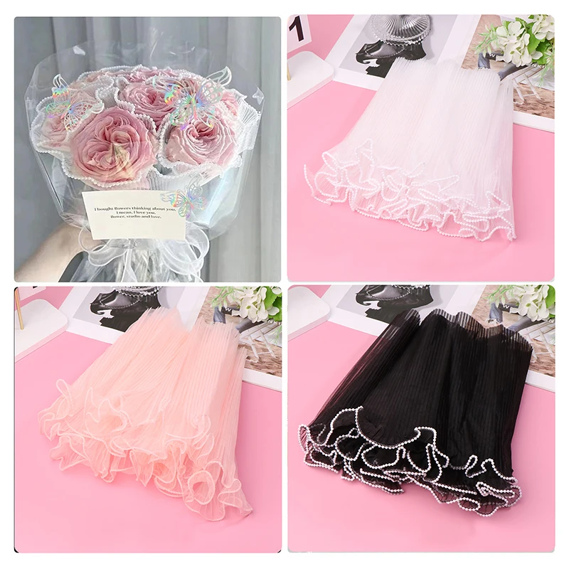 

30cm*4Y Flower Wrapping Paper Pearl Wave Yarn Lace Mesh Florist Bouquet Party Valentine Gift DIY Packaging Material Supplies