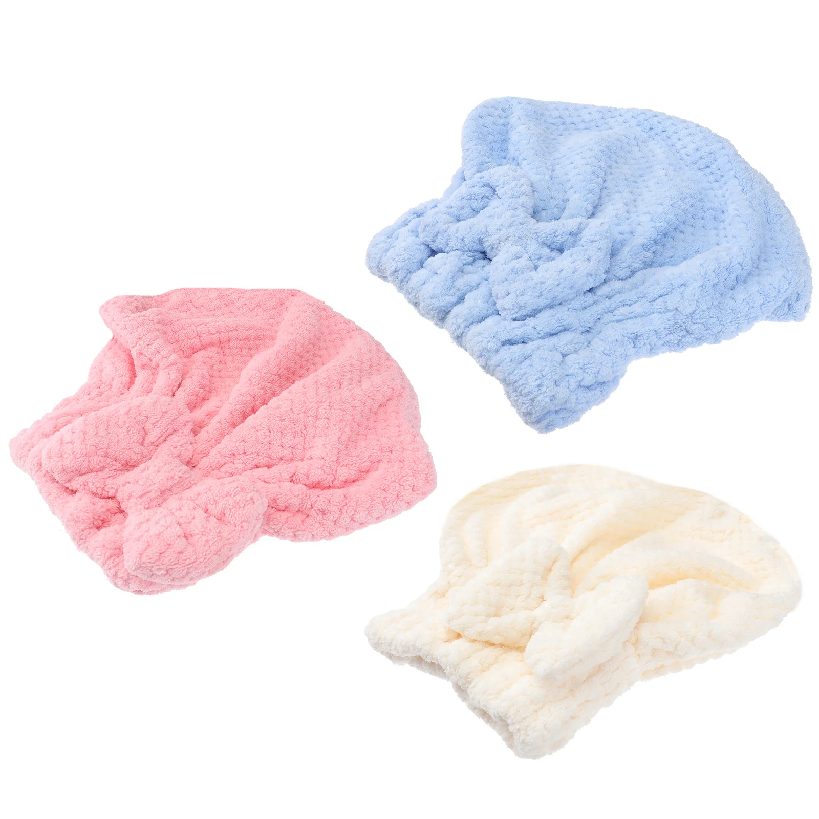 

3pcs Coral Fleece Hair Drying Towel Bowknot Design Absorbent Quick Dry Hair Wrap For Women Girls Frizz Free Bathing Hat Reusable