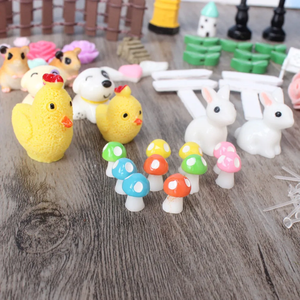 

55Pcs Miniature Fairy Garden Resin Decorations Moss Micro Landscape for Succulent Plant Pot Micro Garden Accessories