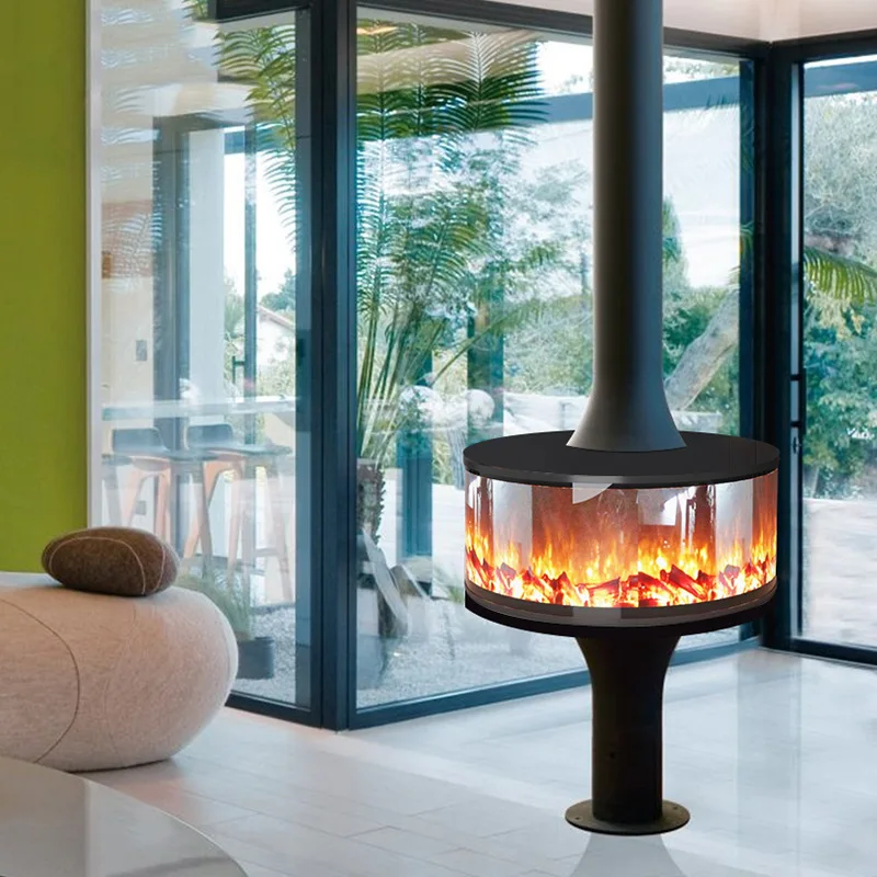 Simple Round Fireplace Core Simulation Fire Led Flame Light Heater Home Living Room Decoration