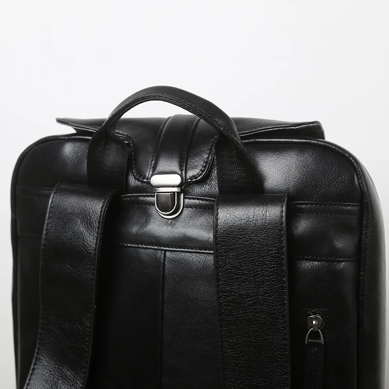 NZPJ Männer Leder Rucksack Natürliche Rindsleder Casual Computer Tasche Retro Hohe Kapazität Schule Tasche Trendy Männer Tasche Für 15,6 Zoll laptop – Detail 9
