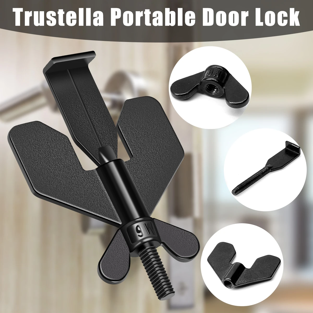 Door Lock Stainless Steel Privacy Extra Security Lock Anti Theft Travel Safety Lock Inside Door Locker for Homes Apartment Hotel