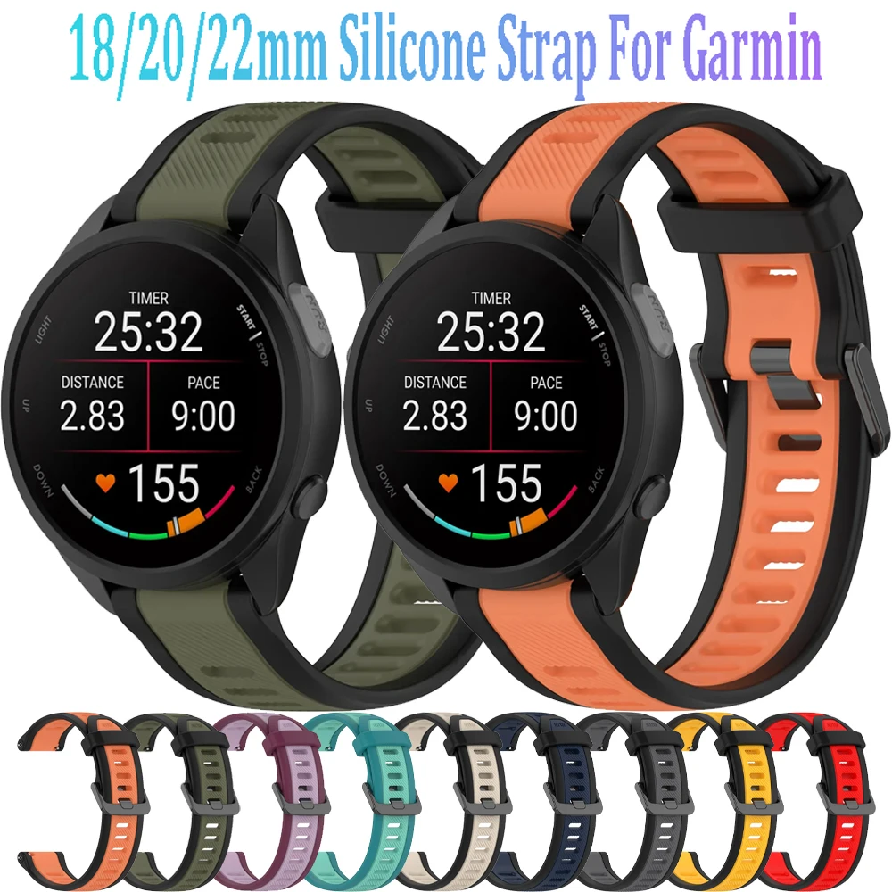 18/20/22mm Weiches Silikonarmband für Garmin Forerunner 170 70 570 970 165 55 265 965 Atmungsaktives Band für Garmin Venu 5/4/3/3S Gürtel