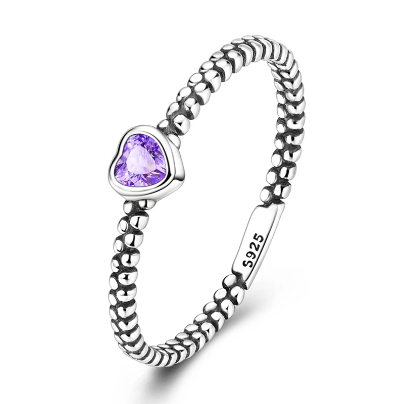 New Original 925 Sterling Silver Vintage Dewdrop Purple Love Ring For Women Fit Wedding Party Jewelry Gift