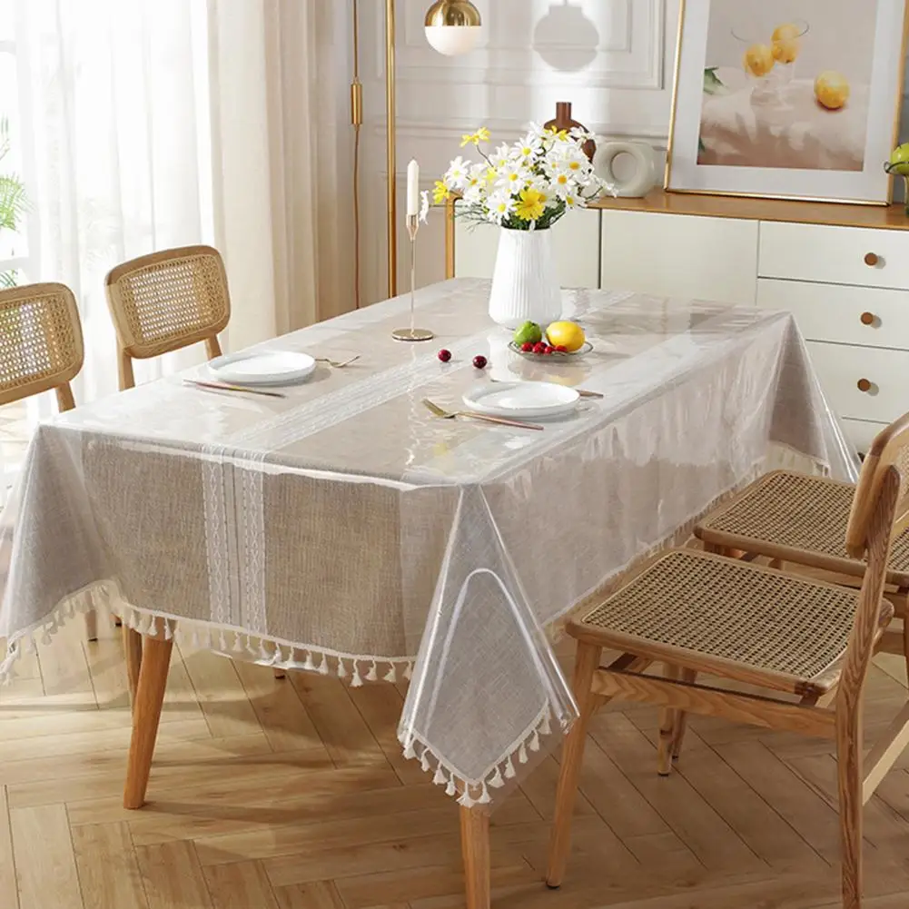 Transparent Tablecloth Table Cover Water-resistant Pvc Table Cloth for Dining Kitchen Easy to Clean Transparent for Durability