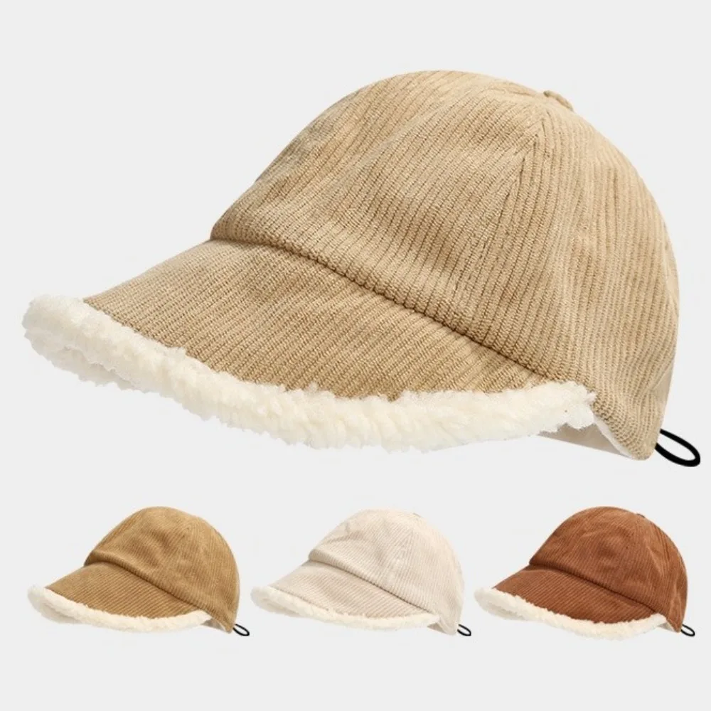 

Winter Corduroy ​​Baby Warm Hat Adjustable Plush Baseball Cap Soft Bill Cap Kids