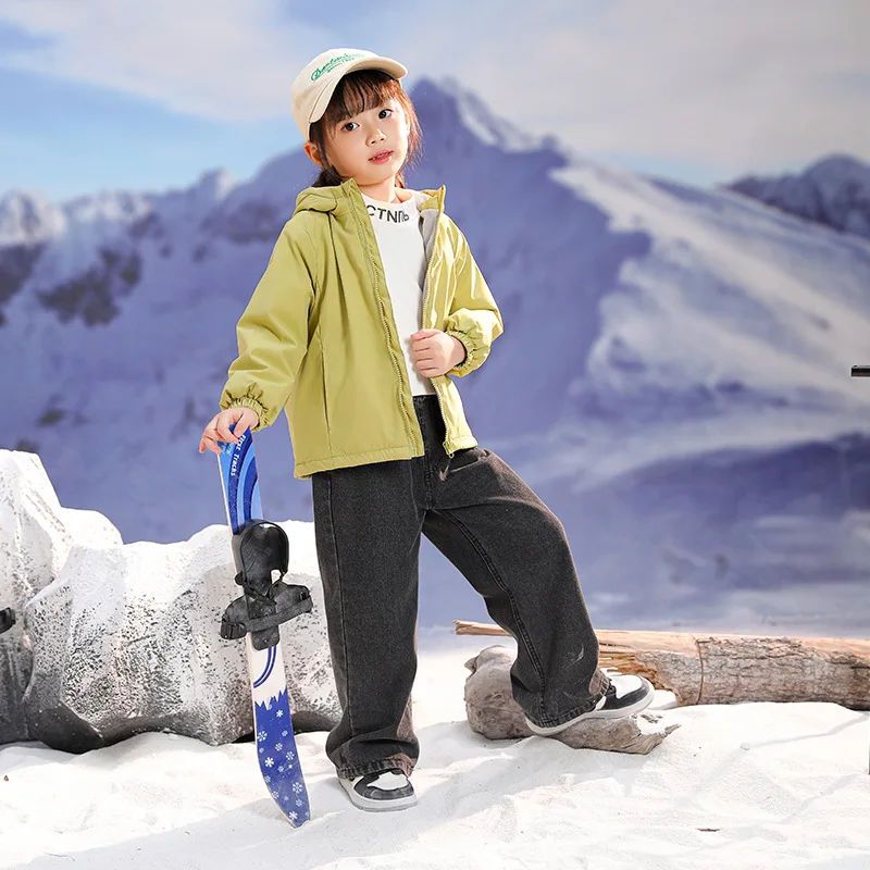 Boys Fleece Windbreaker Coat Girls Thick Jackets Winter Padded Warm Cotton Clothes Children Hooded Outerwear Autumn Snowsuits