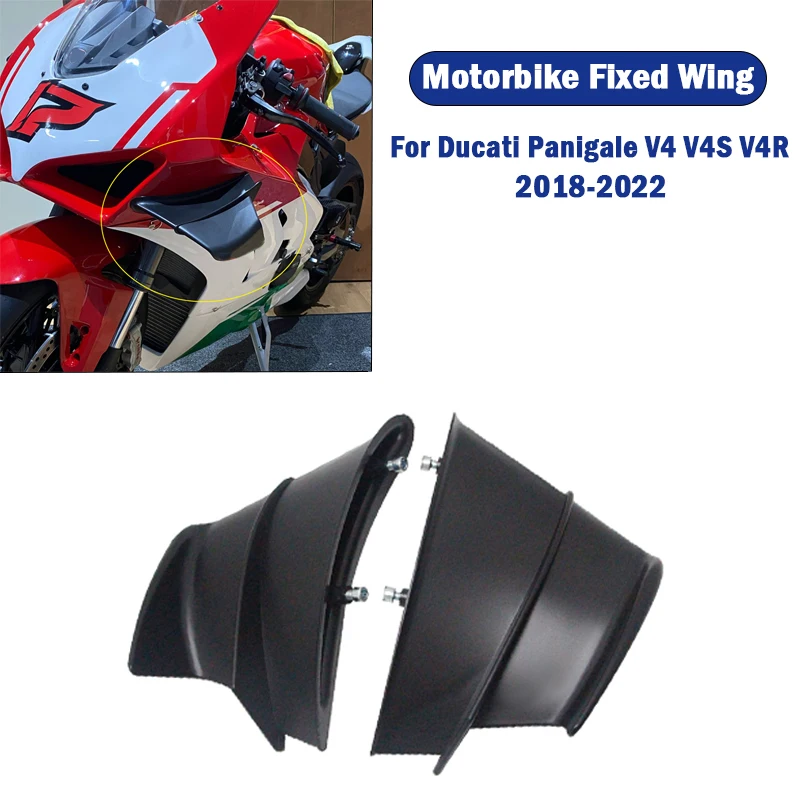 Carbon Fiber Look Motorcycle Winglets Air Deflector ABS for Ducati Panigale V4/V4S 2020 2021 2022 Fit V4 R 2019 Accessories