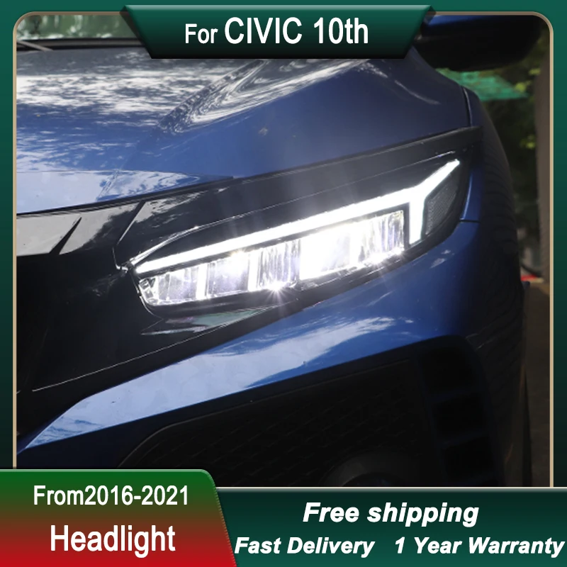 سيارة المصابيح الأمامية لهوندا سيفيك 10Gen 2016-2021 LED رئيس مصباح ترقية DRL ديناميكية مصباح إشارة رئيس مصباح الجبهة ضوء الجمعية