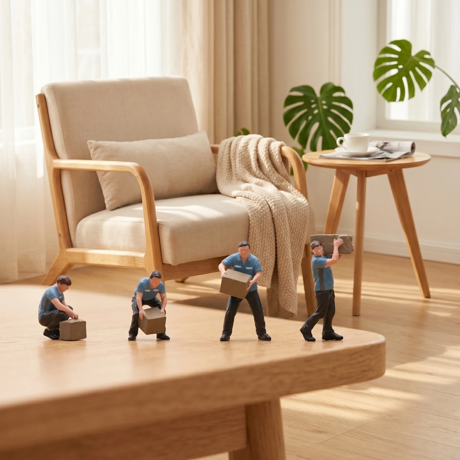 4 Pieces Worker Figurines with Boxes Various Poses Worker Figures Miniature Figure Set Collectible Miniature Figure Model Tiny