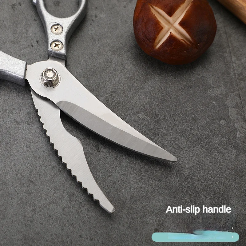 1Pieces Stainless Steel Kitchen Scissors Chicken Bone Scissors Household Scraping Scales Food Scissors Barbecue Scissors