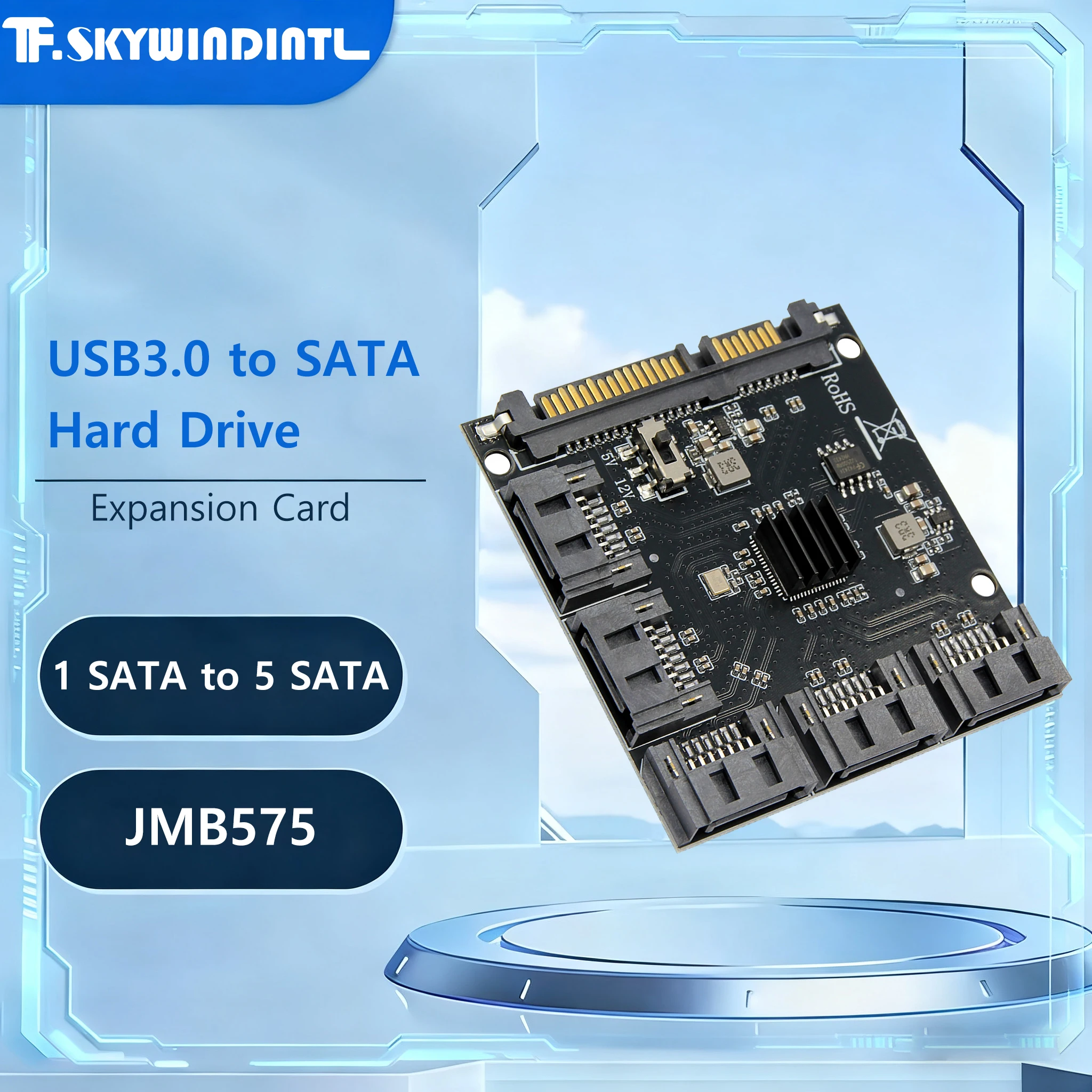 

USB3.0 to 5SATA Hard Drive Expansion Card JMB575 USB3.0 to SATA3.0 1 to 5 HDD High Speed Card supports Mac LinuxWindows7/8/10/11