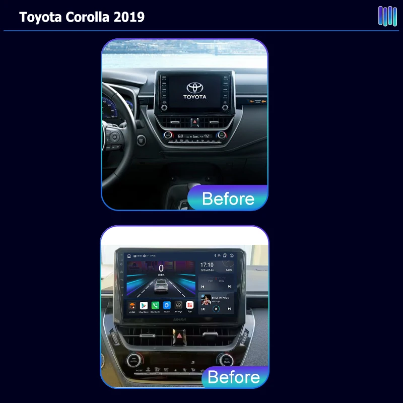 AI VOICE GPS Navi BT Carplay For Toyota Corolla 2019 Car Stereo Radio Car Stereo Adio Multimedia Video Player Support
