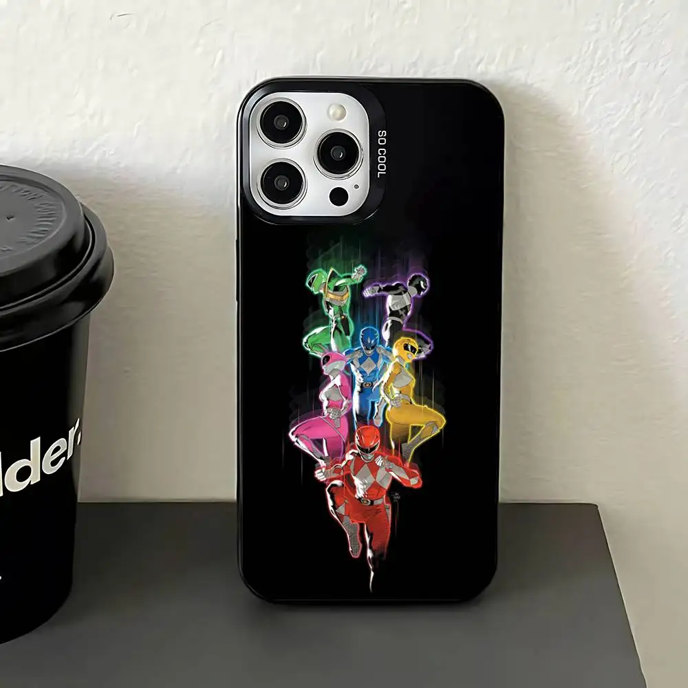 حافظة هاتف P-PowerS-COOL R-RangerS لهاتف iPhone 17,16,15,14,13,12,11,Pro,Max,Plus,E,Air,Mini Black Tpu