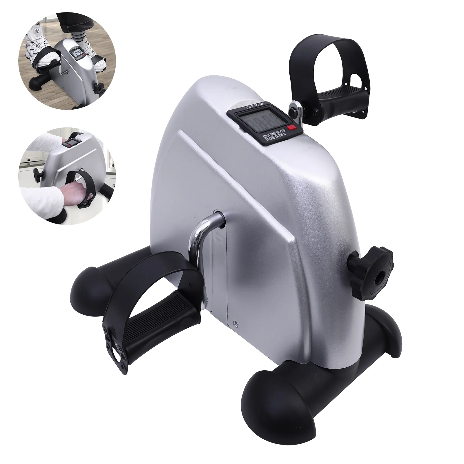 Mini Pedal Exercise Bike Under Desk Bicycle Trainer Fitness Cycling Portable LCD Display Arm Leg Fitness Equipment Home Office