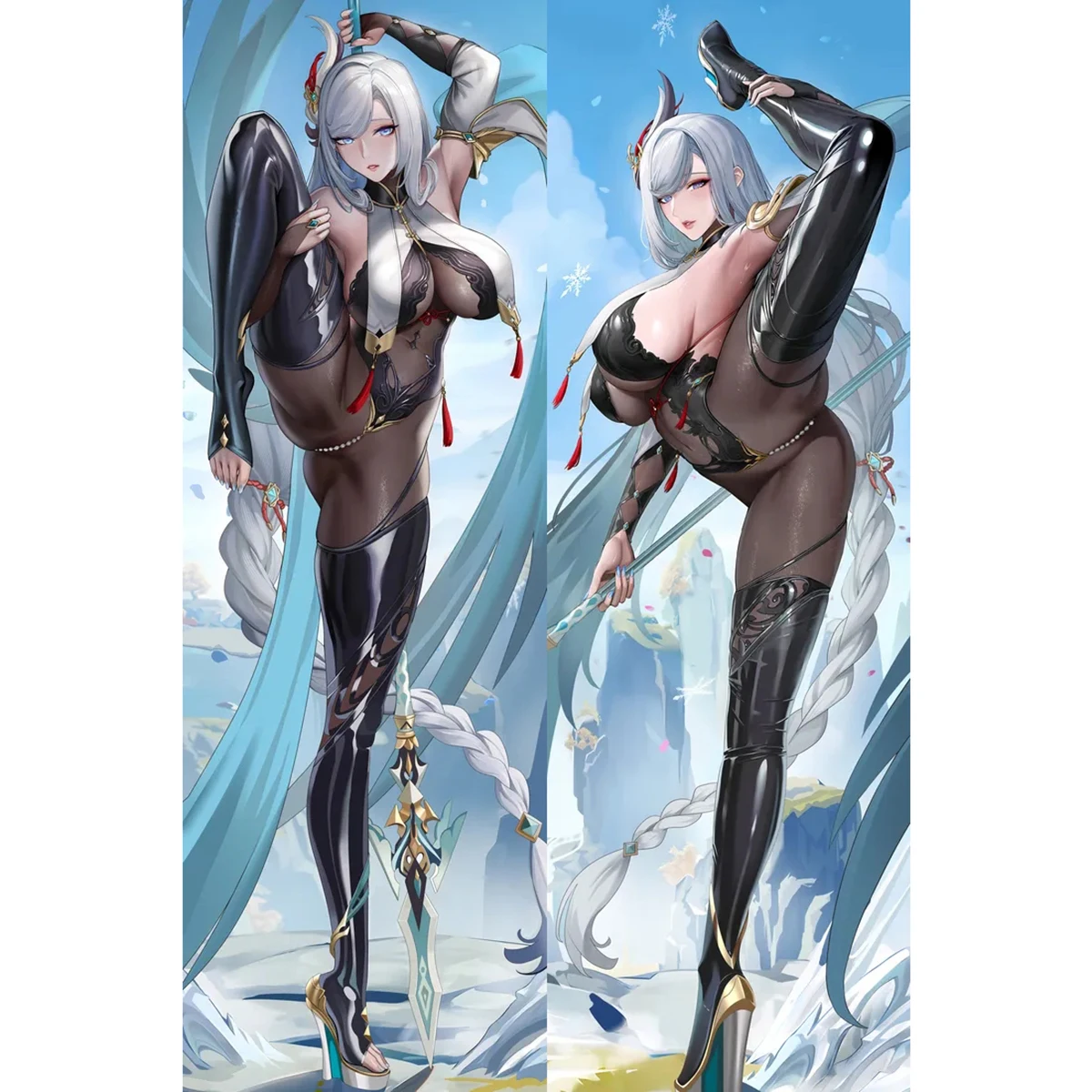 Genshin Impact Dakimakura Shenhe Plush Soft 2-Side Printed Free Match Anime Accessories Square Half-Length Pillow Cushion