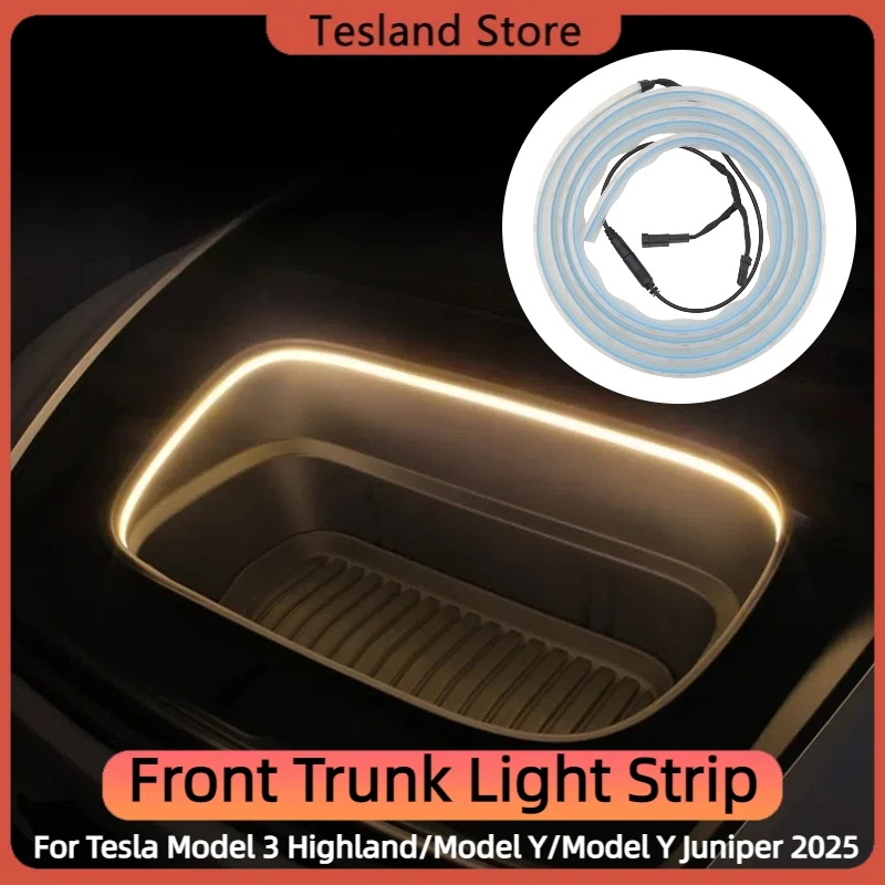 

Front Trunk Light Strip For Tesla Model Y 2021-2025/Model 3 Highland LED Silicone Strip Trim Lamp Tube Ambient Light Accessories