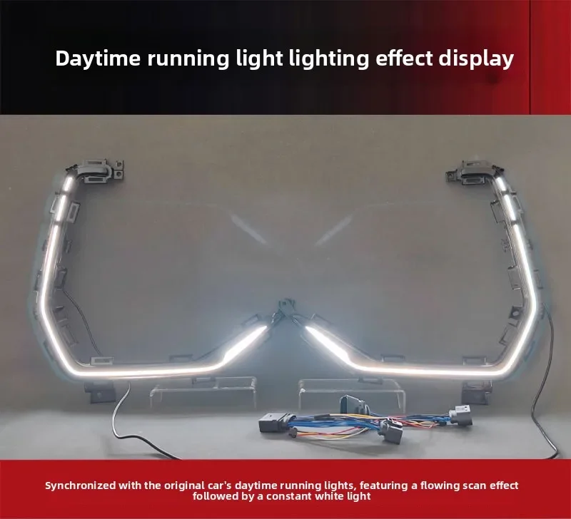 For Geely EX5 E5 2025 2026 Car Led Daytime Running Light Dynamic Turn Signal Front Bumper Fog Light Modification 12V Daylights detail image 7
