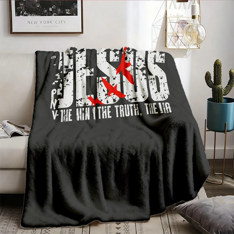 Minimalist Christian Faith, Jesus Comfy Blanket For Men, Bible Verse Flannel Blanket, Father's Day Gift