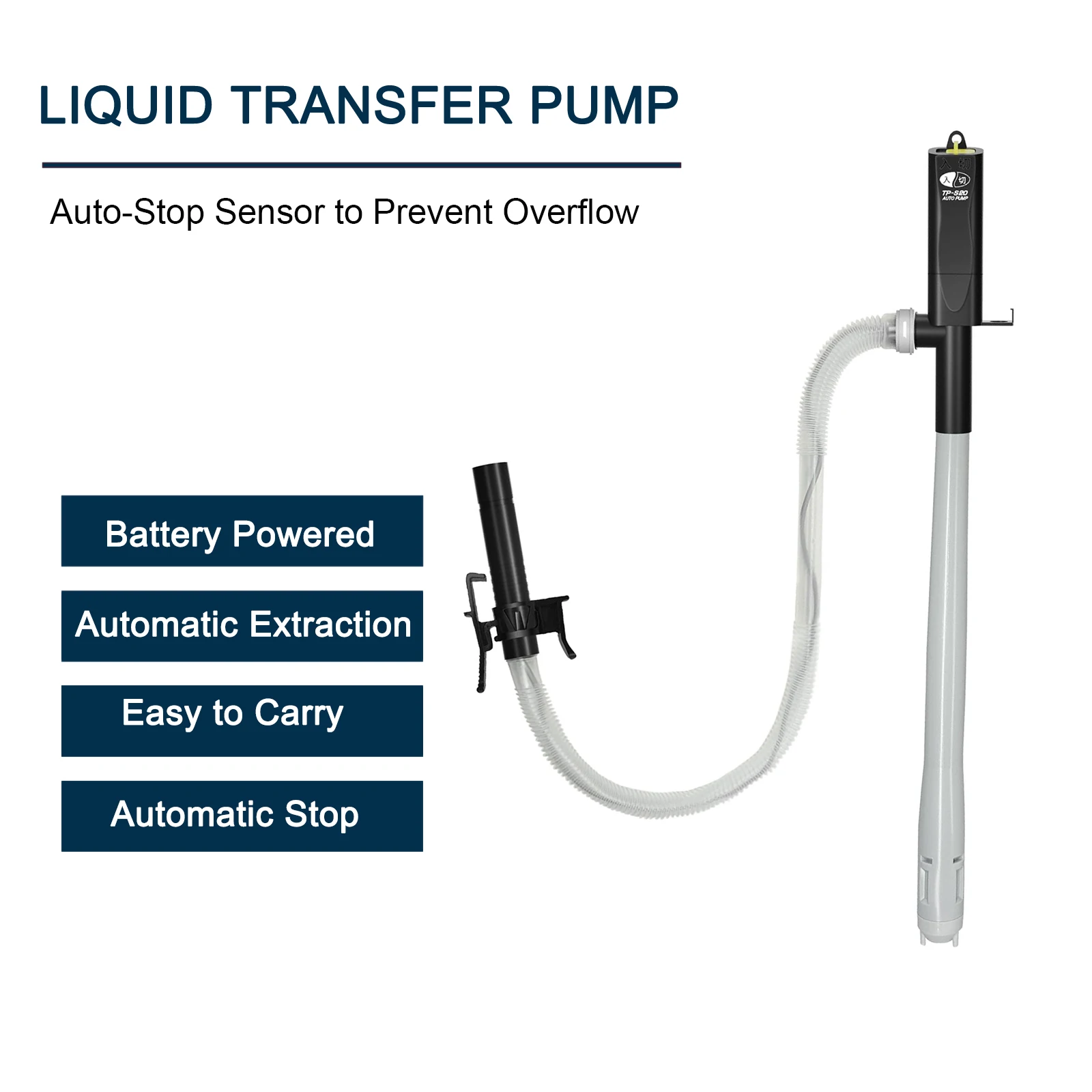 Portable Liquid Transfer Oil Pump  Battery Operated Liquid Transfer Pump with Auto-stop Sensor 2.4 Gallons Per Min