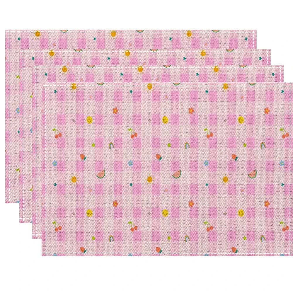Various Checkerboard Colors Placemat Kitchen Dining Placemats 4pcs Daily Home Decoration Table Decor Cover for Christmas