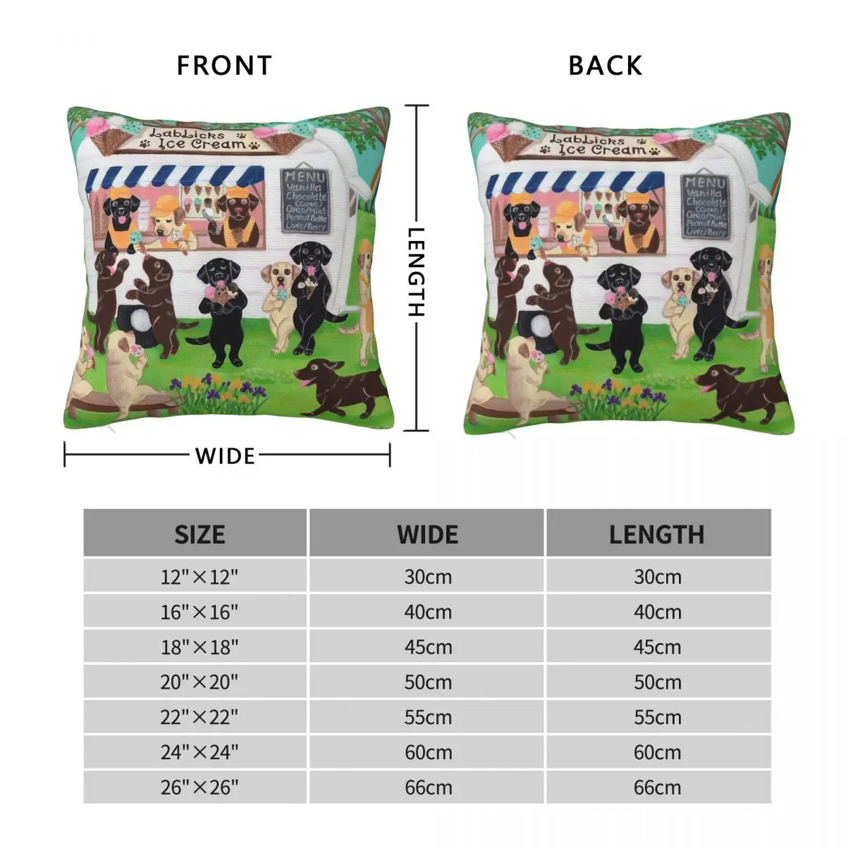 Lab Licks Ice Cream Labradors Square Pillowcase Polyester Linen Velvet Printed Zip Decor Pillow Case Sofa Seater Cushion Cover